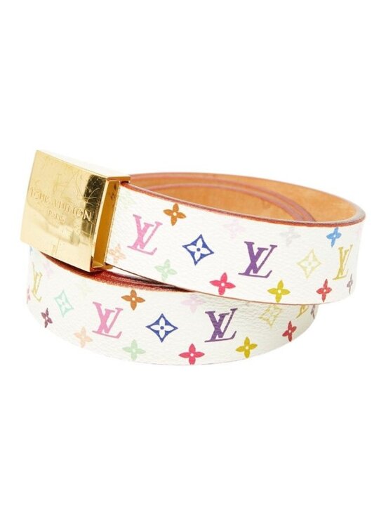 Louis Vuitton Monogram Multicolor Ceinture Carre 80 32 White Gold Leather Belt main image 7